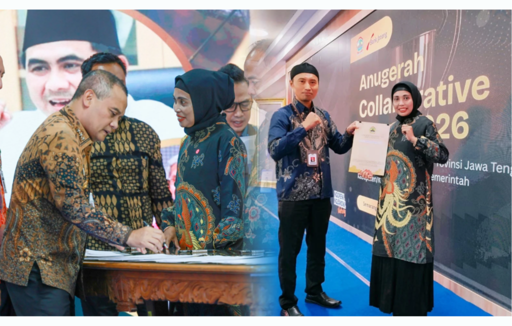(Rektor UAJ bersama Wakil Rektor III Aminuddin, S. E. MM pada acara Anugerah Collaborative Award 2026)